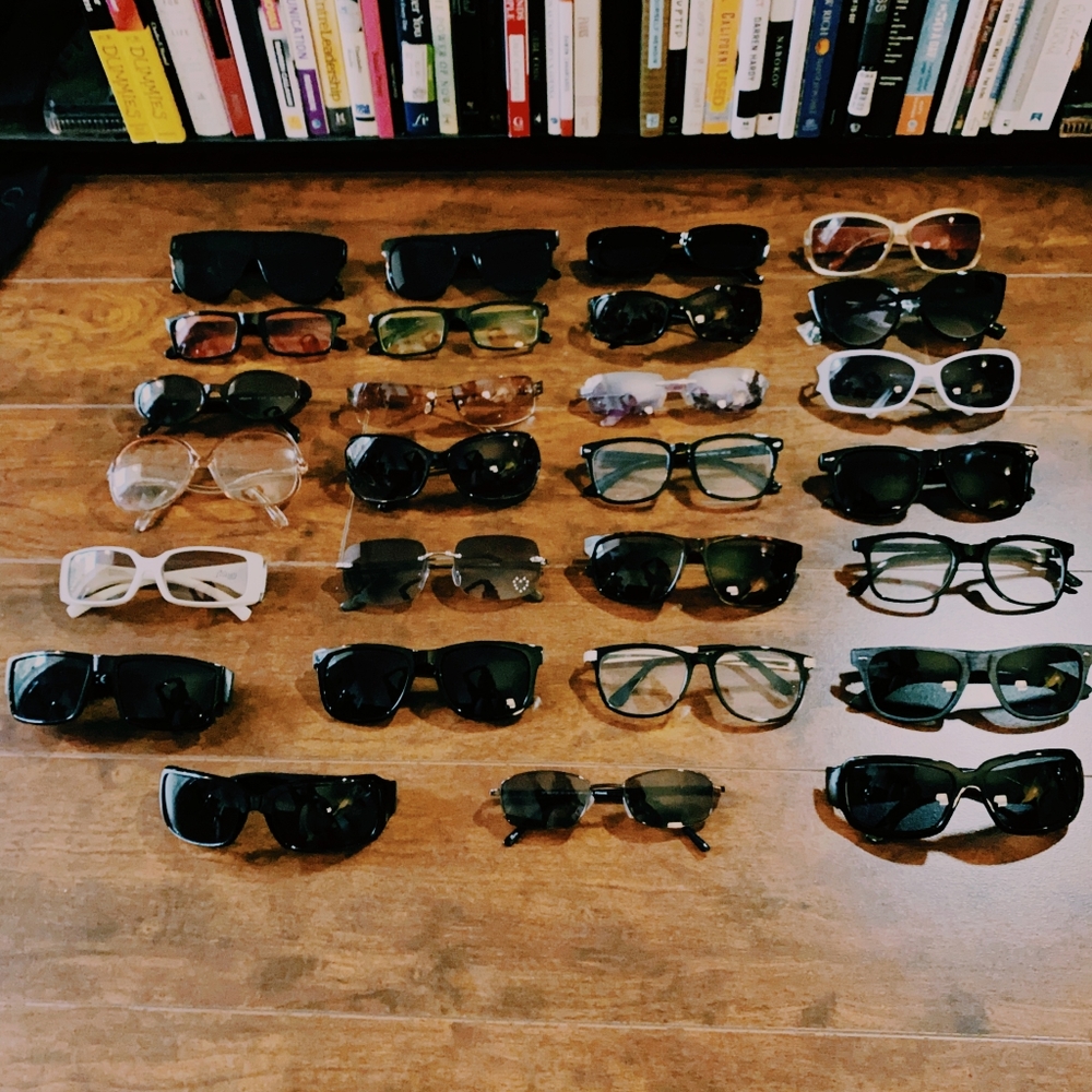 27 pairs of sunglasses